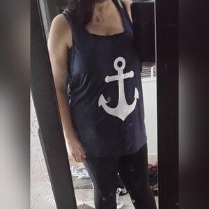 Navy Tank Top with Anchor Design